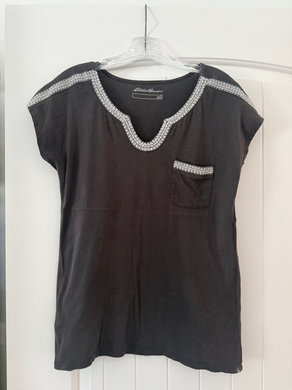 Eddie Bauer Gray Tee with Decorative Trim